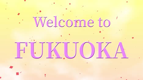 bienvenido a fukuoka mensaje de texto animación gráficos en movimiento