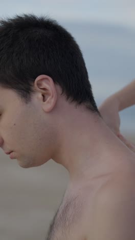 close-up portrait of a pensive young man