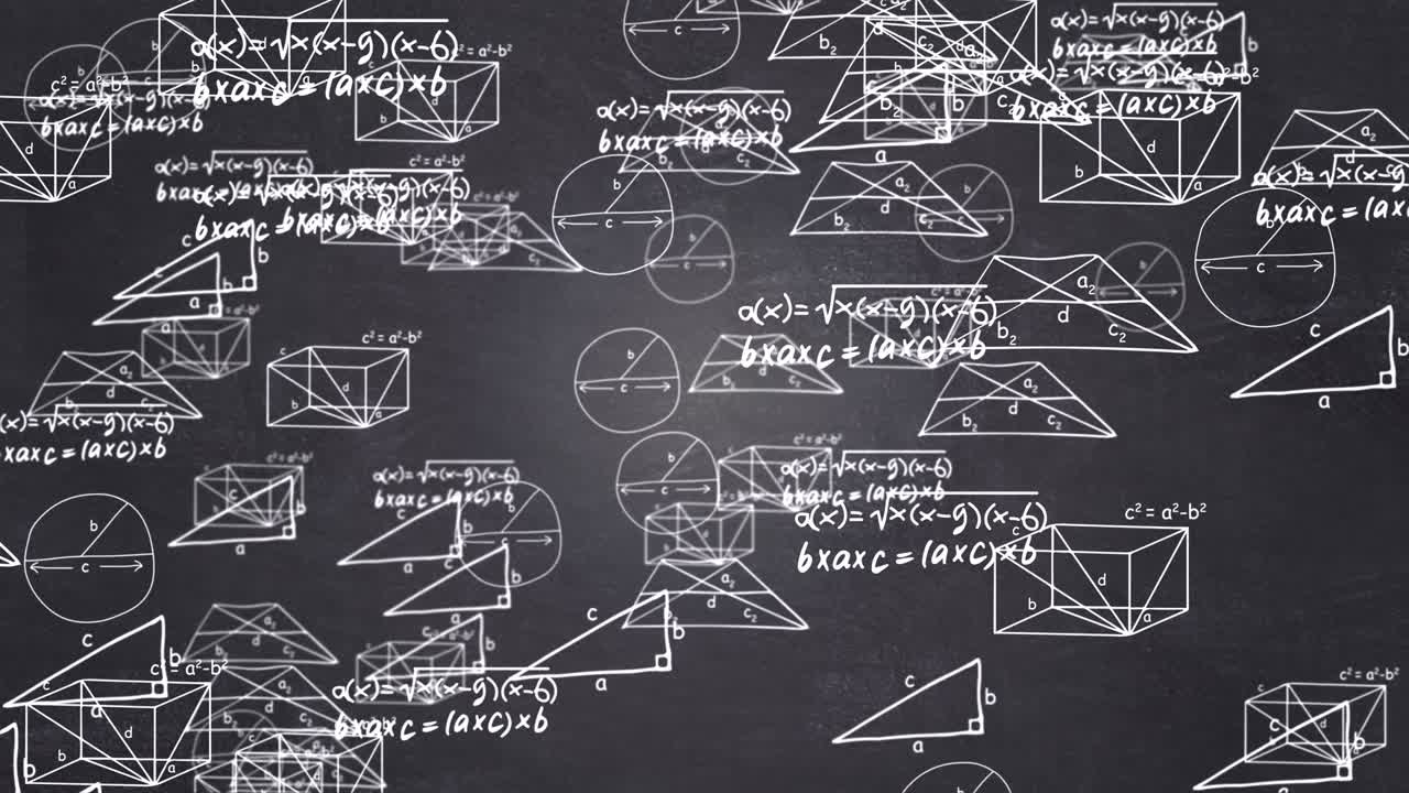 teoría matemática y fórmula matemática ecuación garabateo escritura a mano fondo de bucle en movimiento
