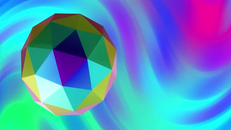 Animation-of-3d-multicoloured-shape-over-neon-multi-coloured-background