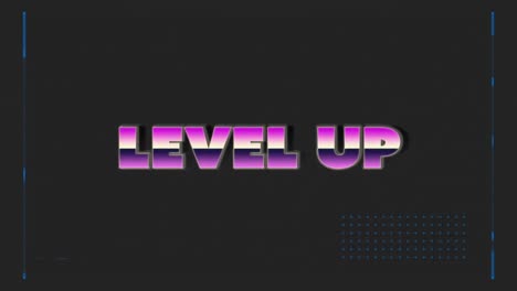 animation of interface with level up text banner against grey background