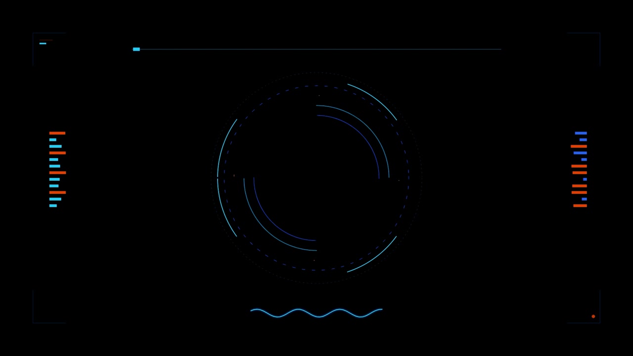 Futuristic Digital HUD Interface with Rotating Circular Elements