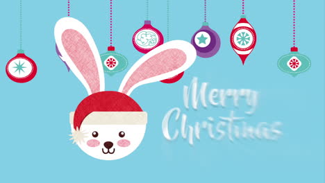 feliz tarjeta de navidad con el pequeño conejo