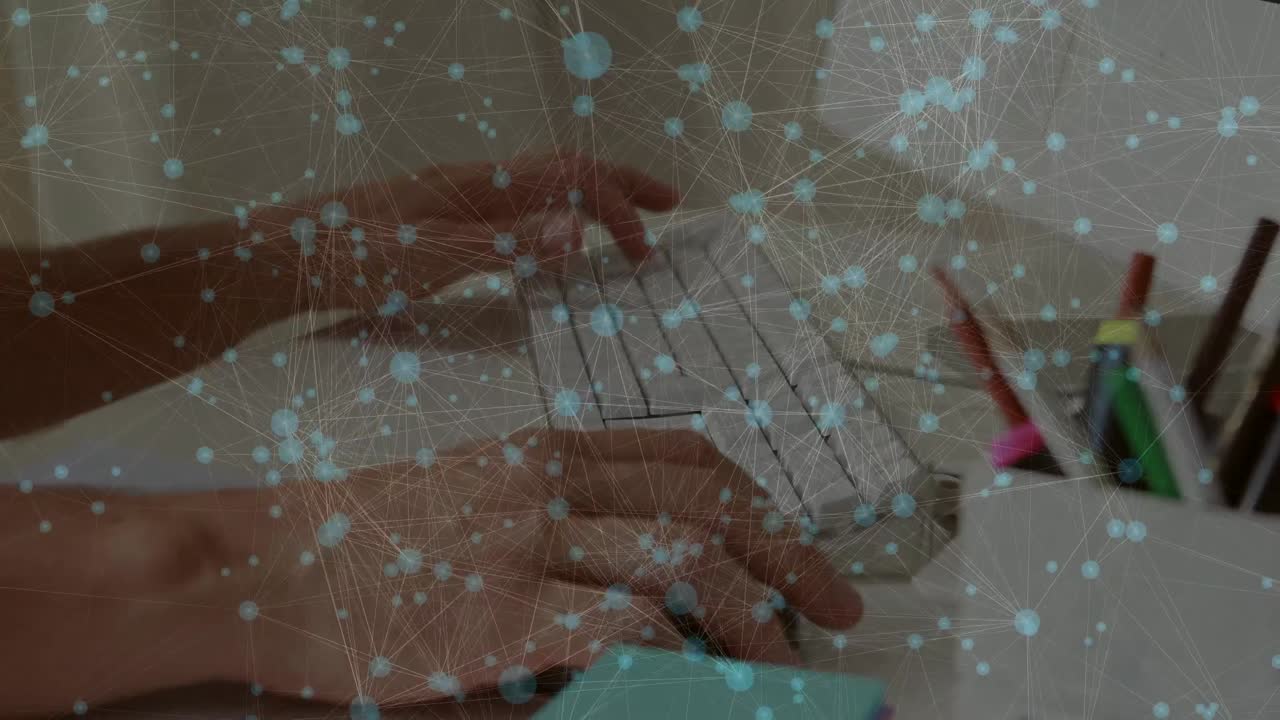 animación de la red de conexiones a través de las manos utilizando computadora