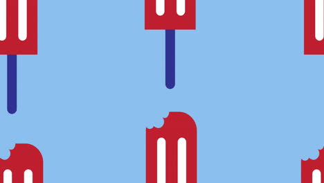 animación de helado azul blanco y rojo moviéndose sobre fondo azul