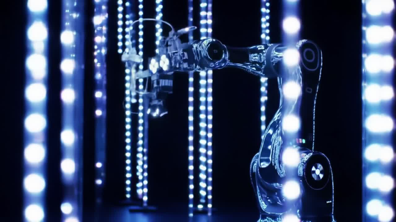 Exploring the Futuristic Design and Functionality of Advanced Robotic Arms in a Spectacular Display of Light and Technology