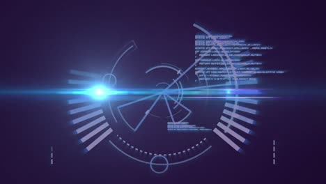 animación del alcance y el procesamiento de datos sobre fondo azul