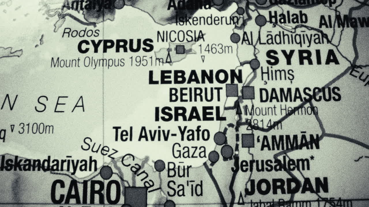 Map of the Middle East region showing countries and cities