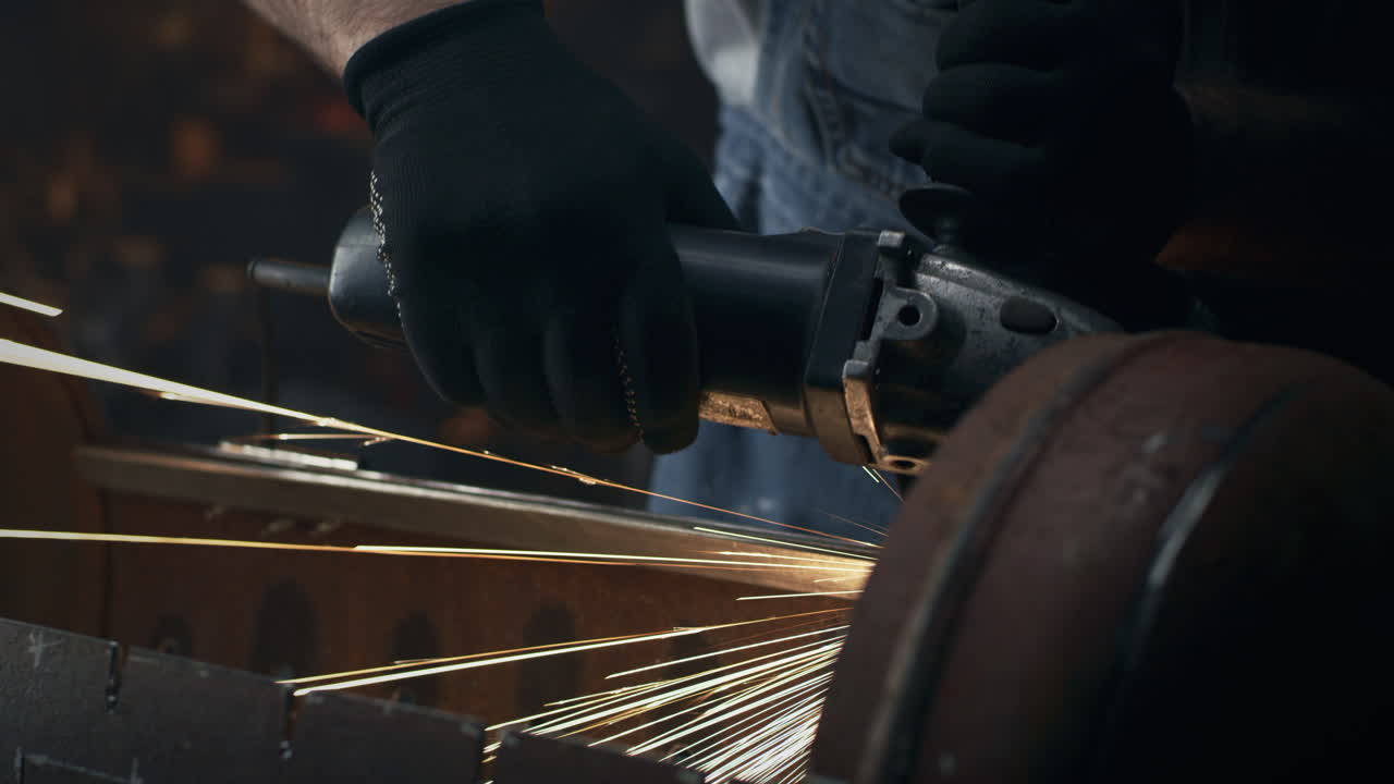 Man with Circular Saw for Metalworking
