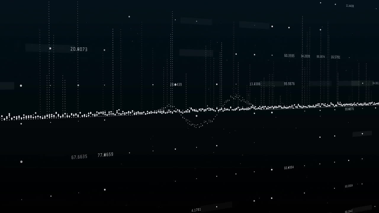 Animation of diagram over data processing on black background