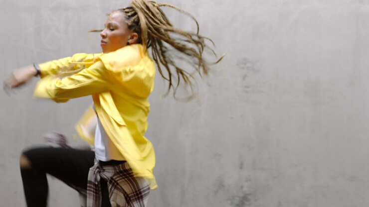 Black woman dance with energy