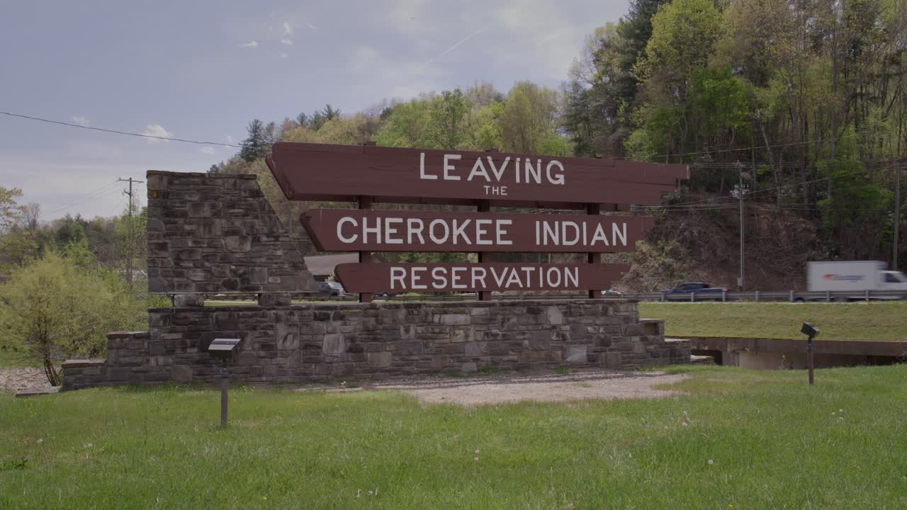 Leaving Cherokee Tennessee Indian Reservation sign