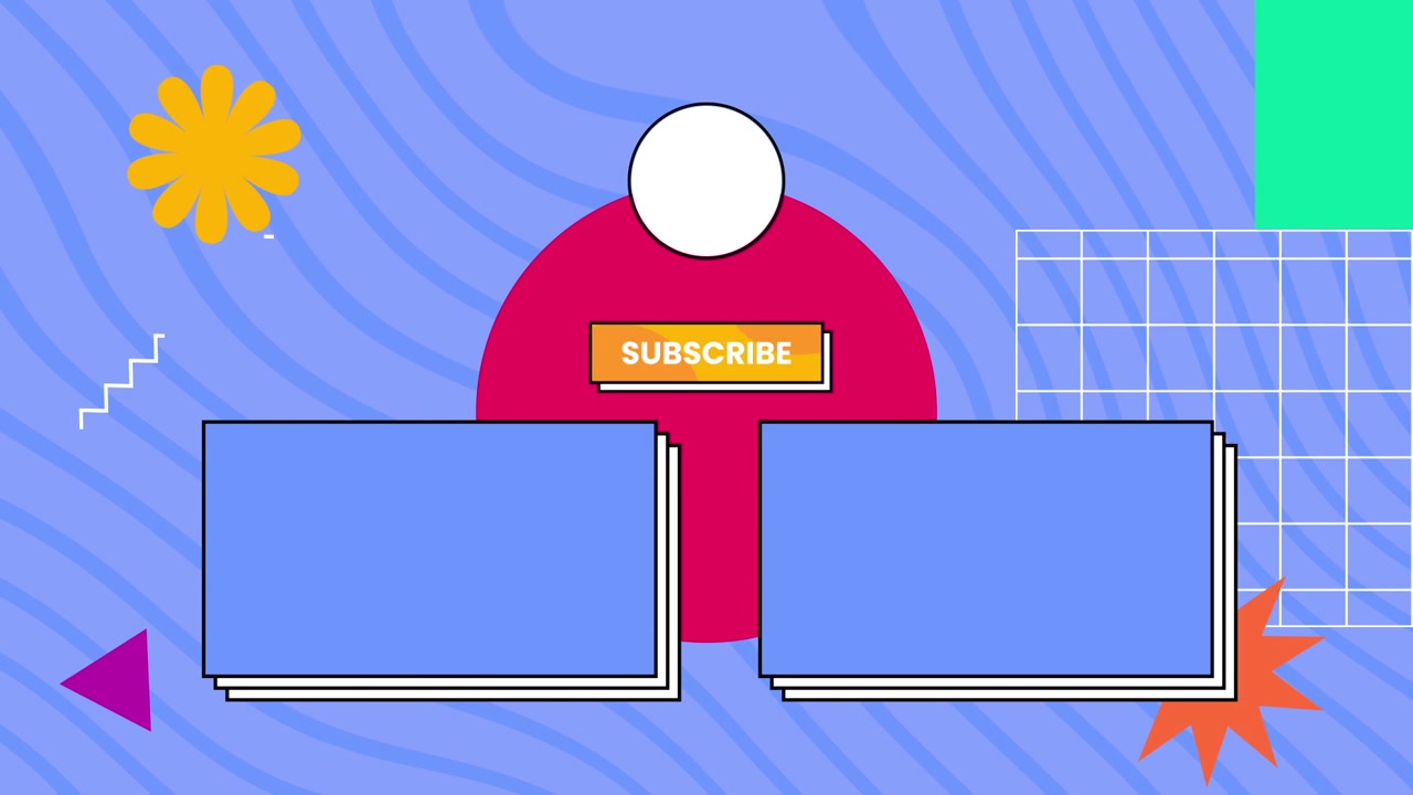 Animierte YouTube-Abspannvorlage mit Abonnieren-Button und Video-Platzhaltern