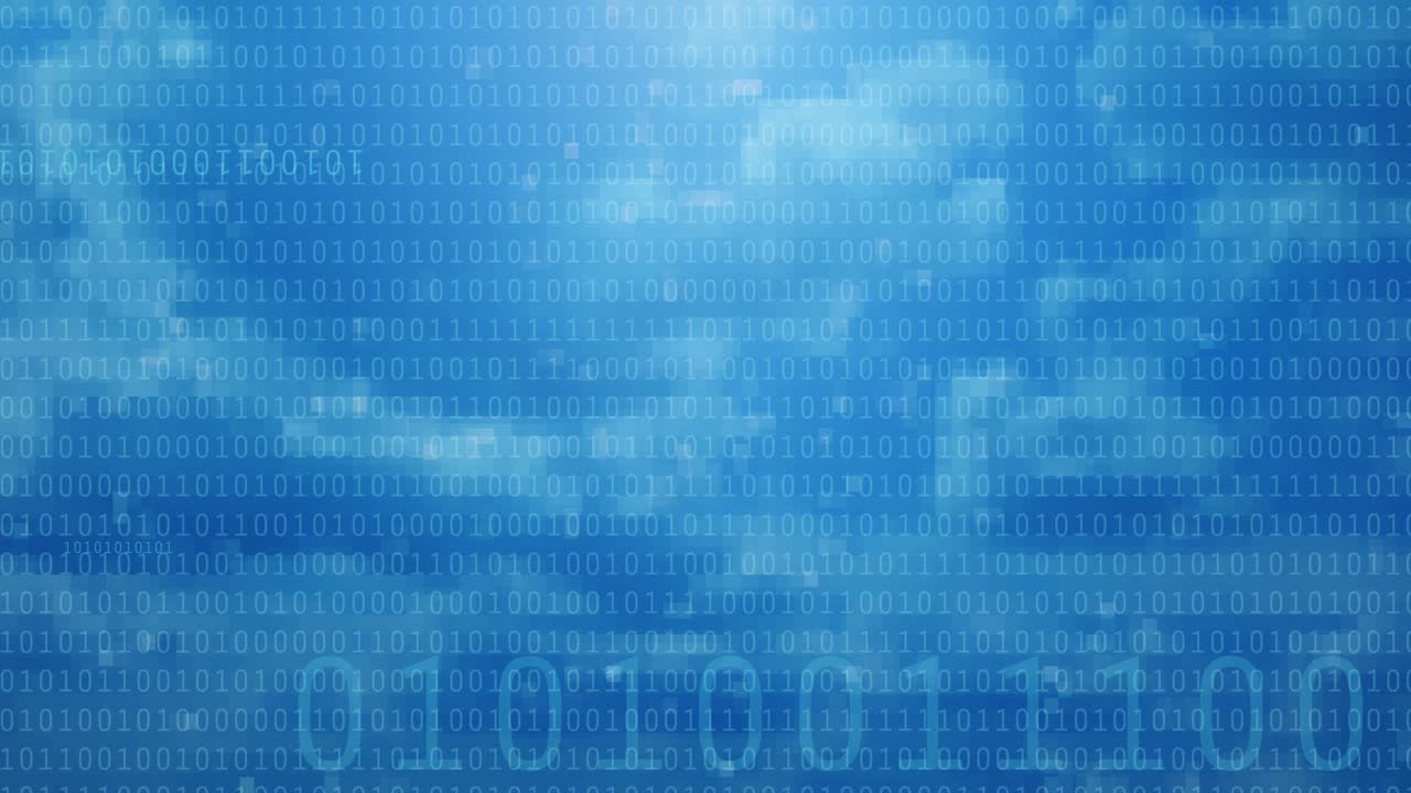 computación en la nube fondo azul abstracto digital con código binario metraje de 4k