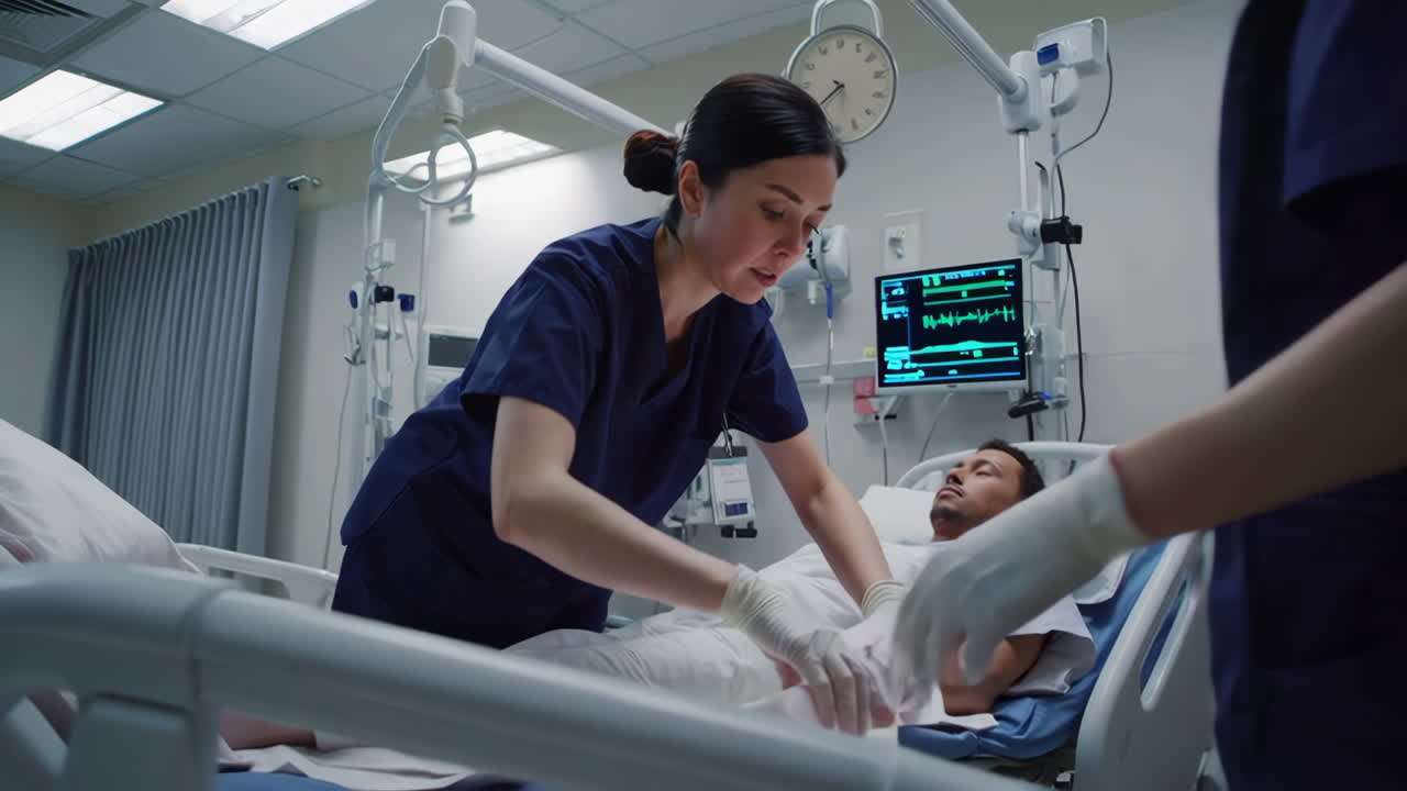 Hospital Scene with Nurses and Patient