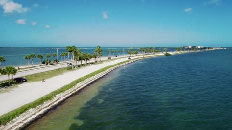 flying over dunedin causeway traveling to honeymoon island