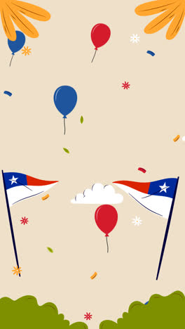 칠레 피에스타 파트리아스 축제의 평평한 배경의 애니메이션