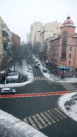 snowy city street intersection