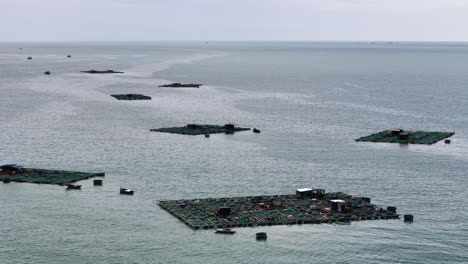 Vietnamese-style-fish-breeding-farms,-aerial-view