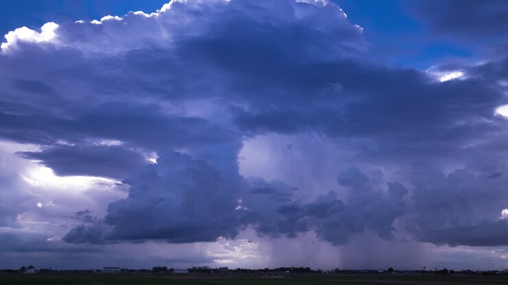 Tropical Monsoon Storm Cloud Cumulonimbus Formation with Rainfall