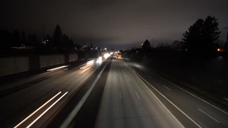 moving hyperlapse at night of cars on freeway