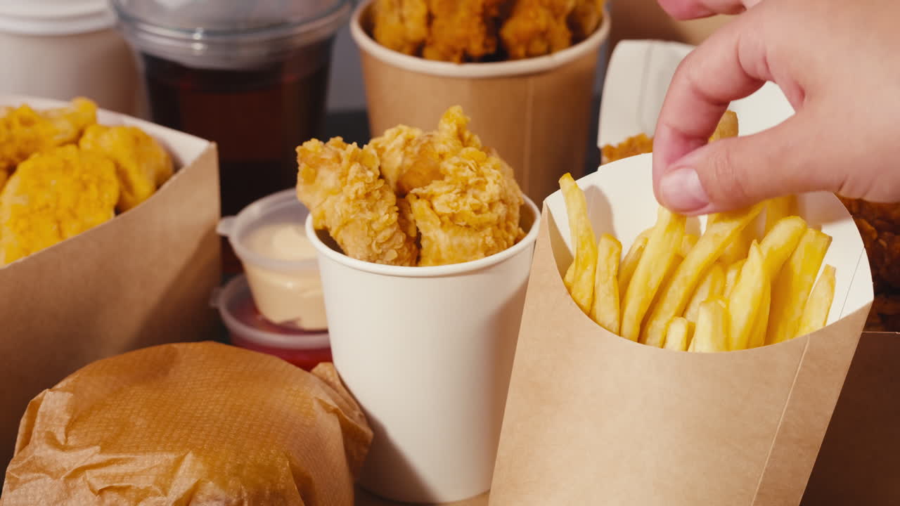 Fast Food Order with Fried Chicken, Fries, and Burger