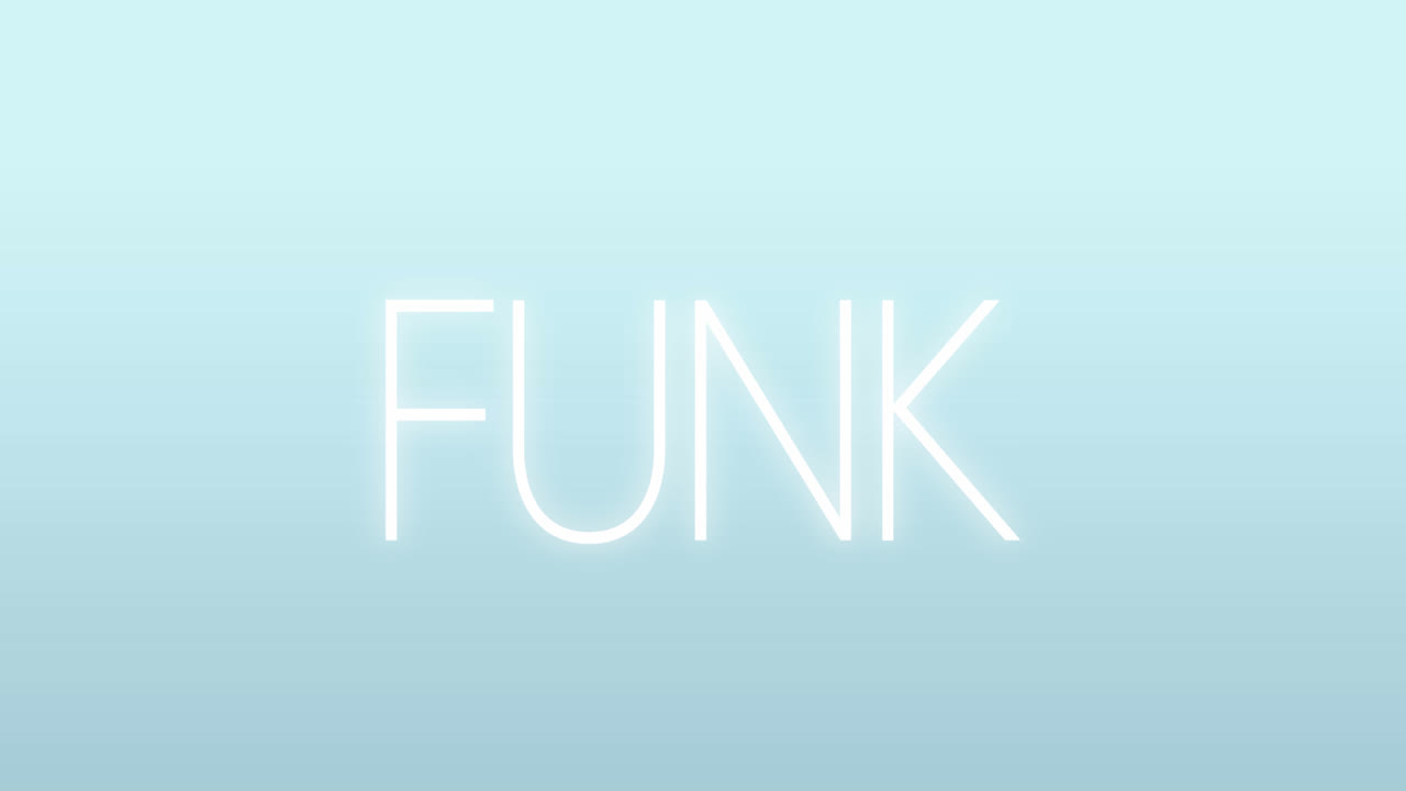 animación del texto funk sobre un fondo azul