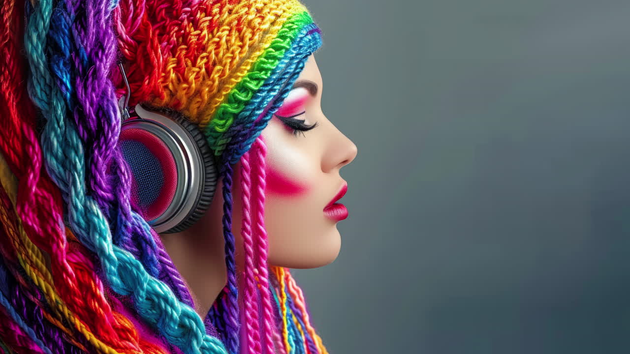 mujeres con auriculares y altavoces hechos con ia generativa