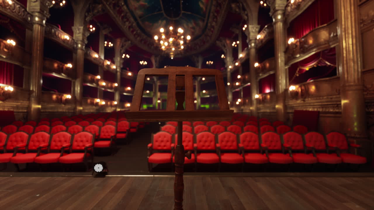 escenario vacío en una gran sala de conciertos