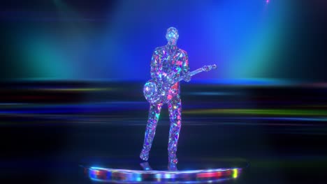 crystal guitarist in a glowing stage