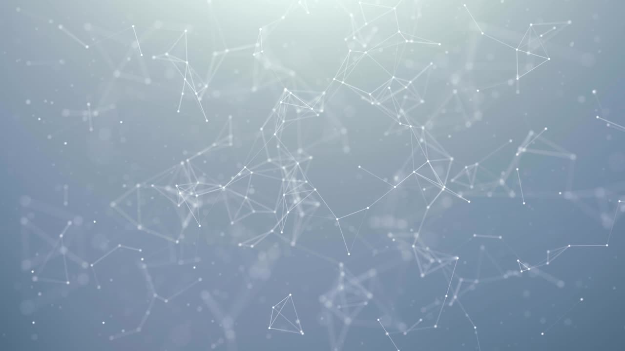 Abstract Digital Concept of Geometrical Figures Polygon Plexus Fractals Moving, Connecting Between and with Particles. Triangular Technological Concept Seamless Loop Background Animation