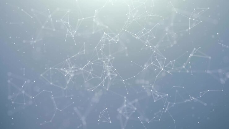 Abstract Digital Concept of Geometrical Figures Polygon Plexus Fractals Moving, Connecting Between and with Particles. Triangular Technological Concept Seamless Loop Background Animation