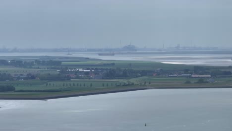 gloomy and murky day of weather over the port of antwerp in belgium