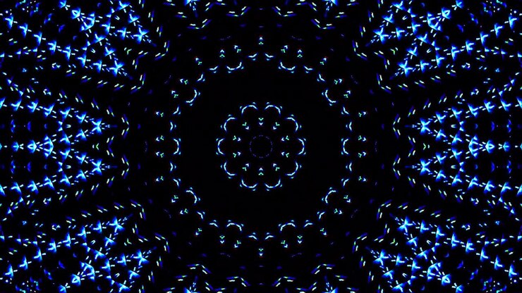 shining bright lines set blue wave motion, colorful, on black background