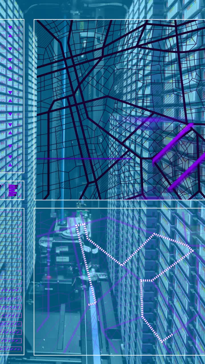 animación del procesamiento de datos en la sala de servidores