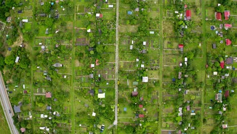 Topdown-View-Of-Settlements-With-Rural-Nature-Landscape-In-Klodzko,-Poland