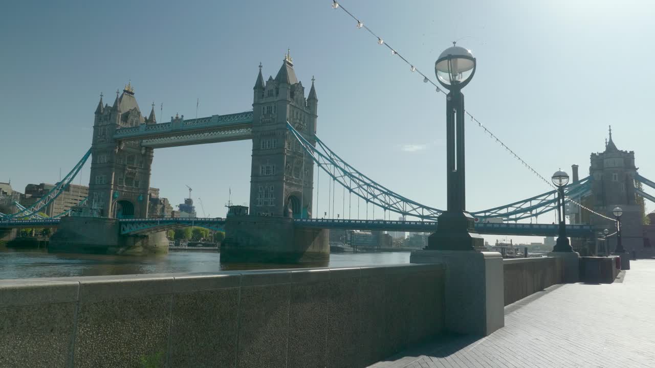 Iconic tourist spot near Tower Bridge, London, deserted during covid pandemic