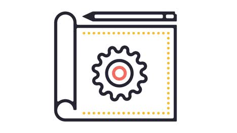 blueprint design line icon animation