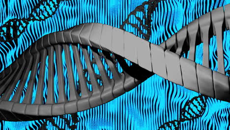 dna strand animation over blue and black abstract background