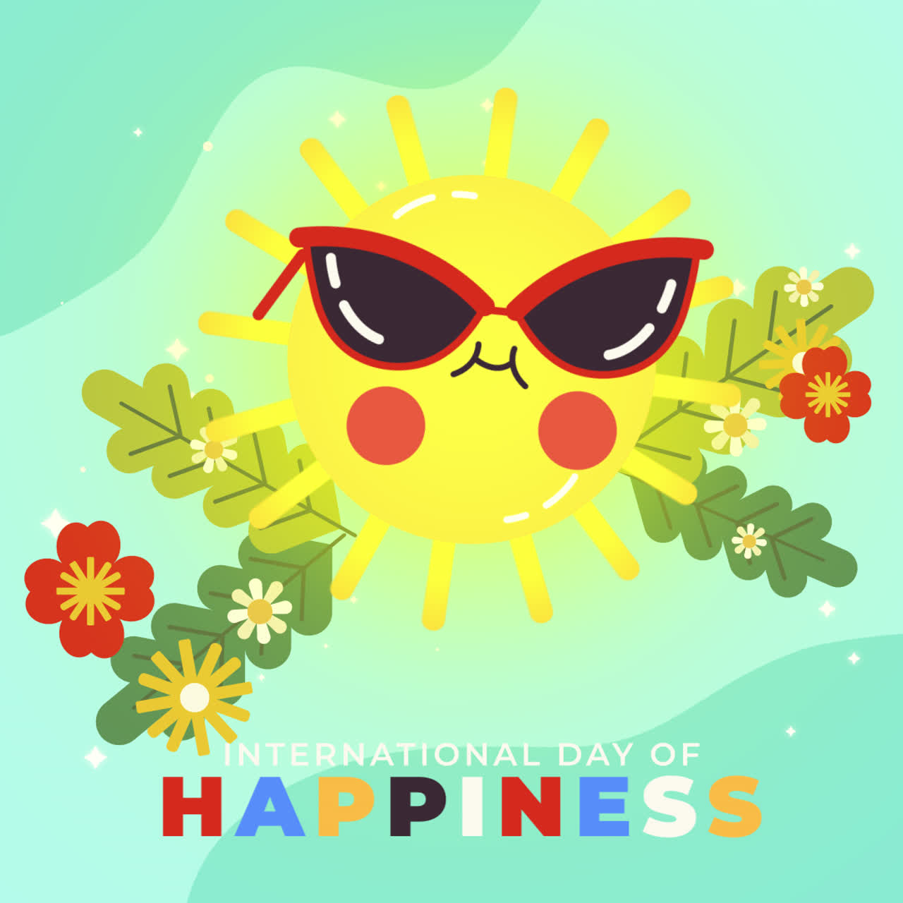 International Day of Happiness Illustration with a Cute Sun