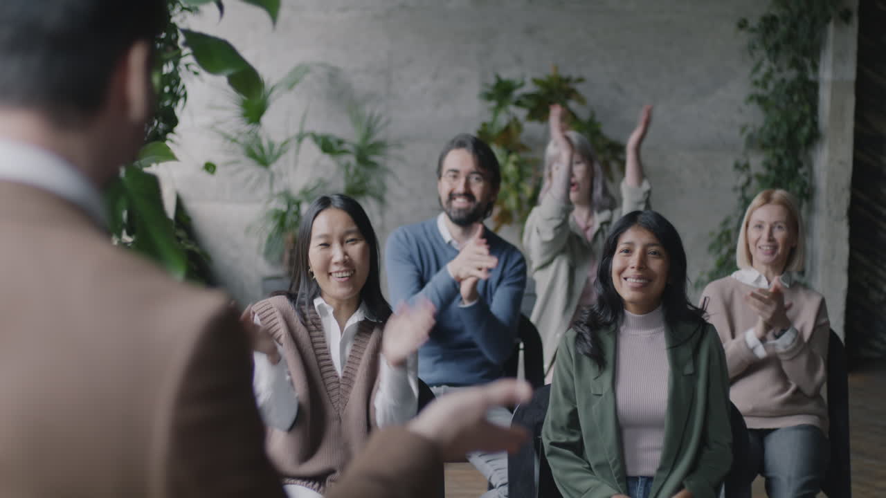 Business Presentation or Seminar with Enthusiastic Audience