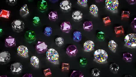 colorful gemstones 3d render seamless loop animation