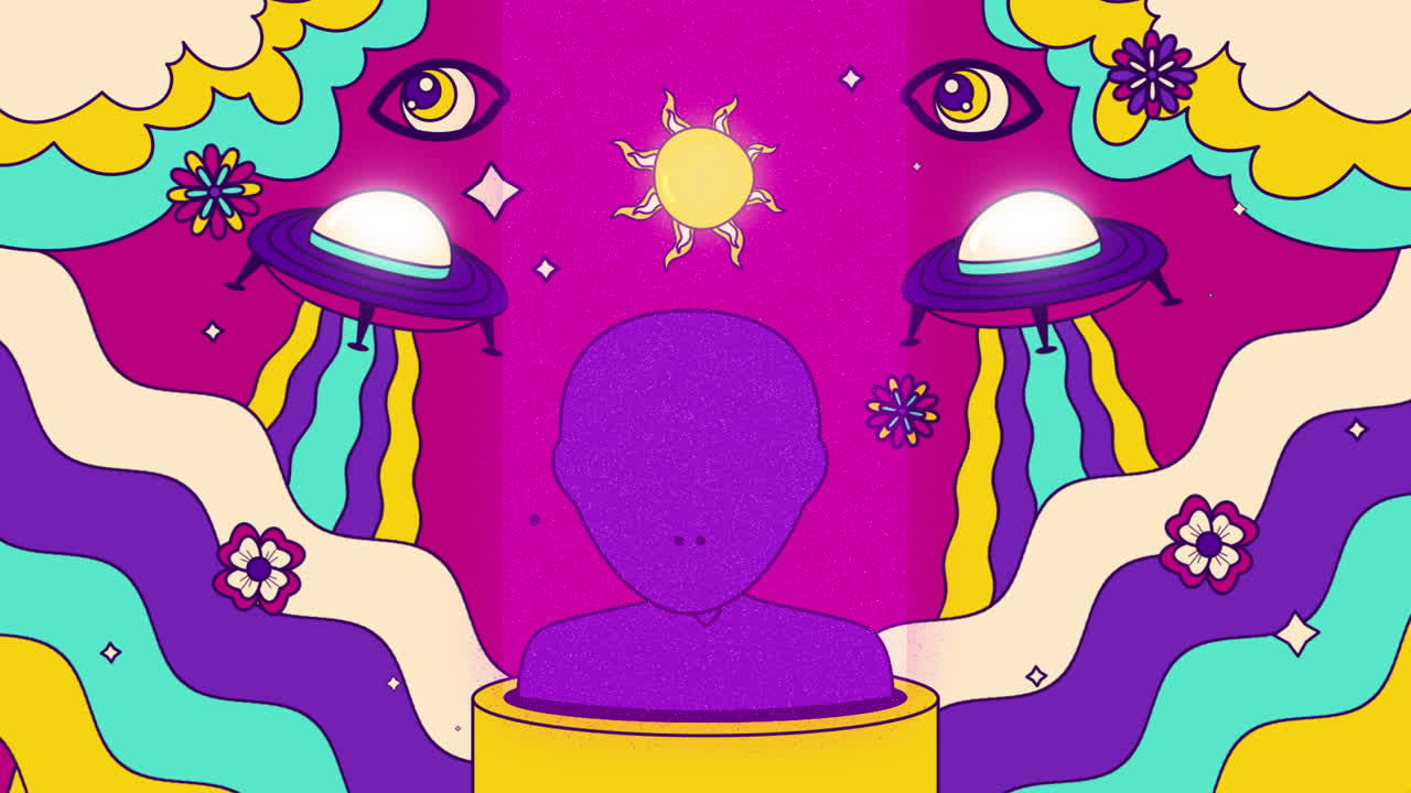 손으로 그린 모션 그래픽 레트로 60 년대 70 년대 배경