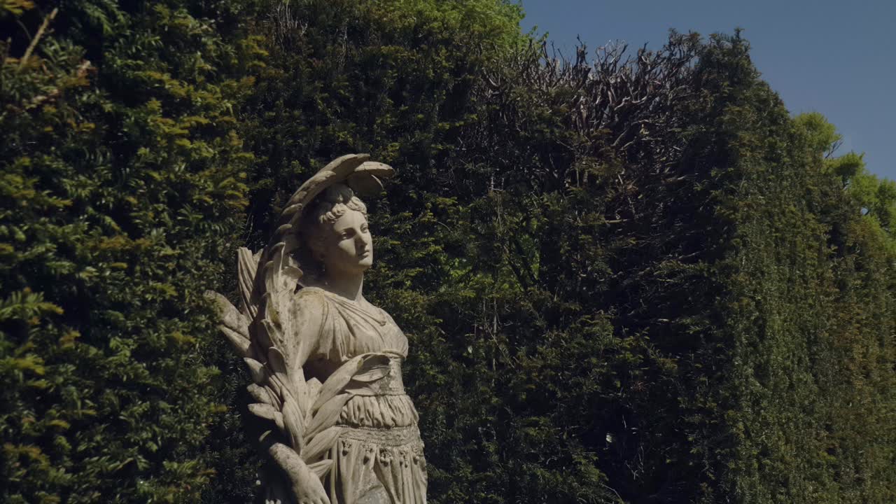 멋진 정원과 그 주변의 숲이 우거진 지역의 영상