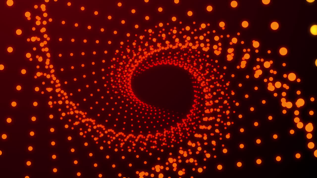 Beautiful background of particles in a flying tunnel