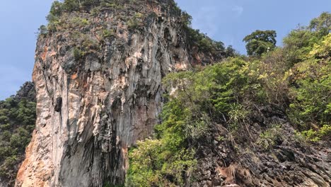 panoramic view of a towering limestone cliff