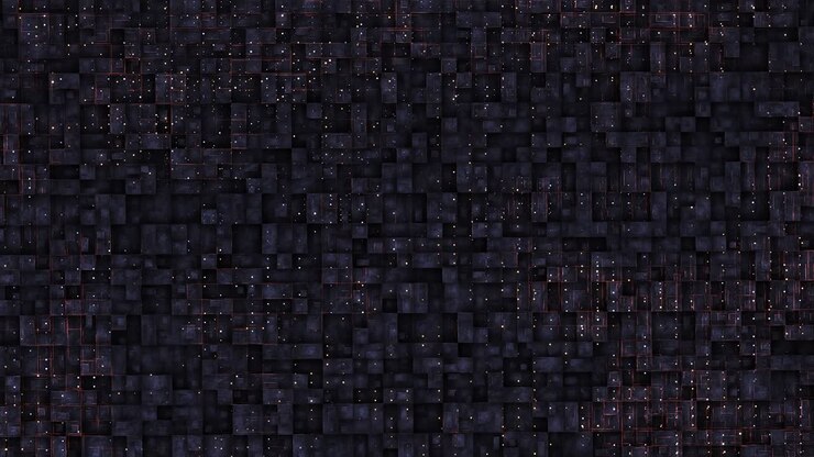 Digital background with neon circuit and cube