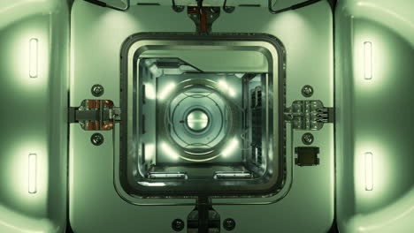 interior de la nave espacial: escotilla abierta