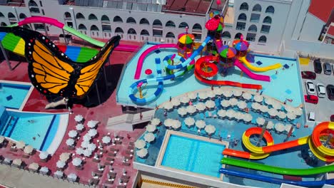 aerial shot of aquapark with drone