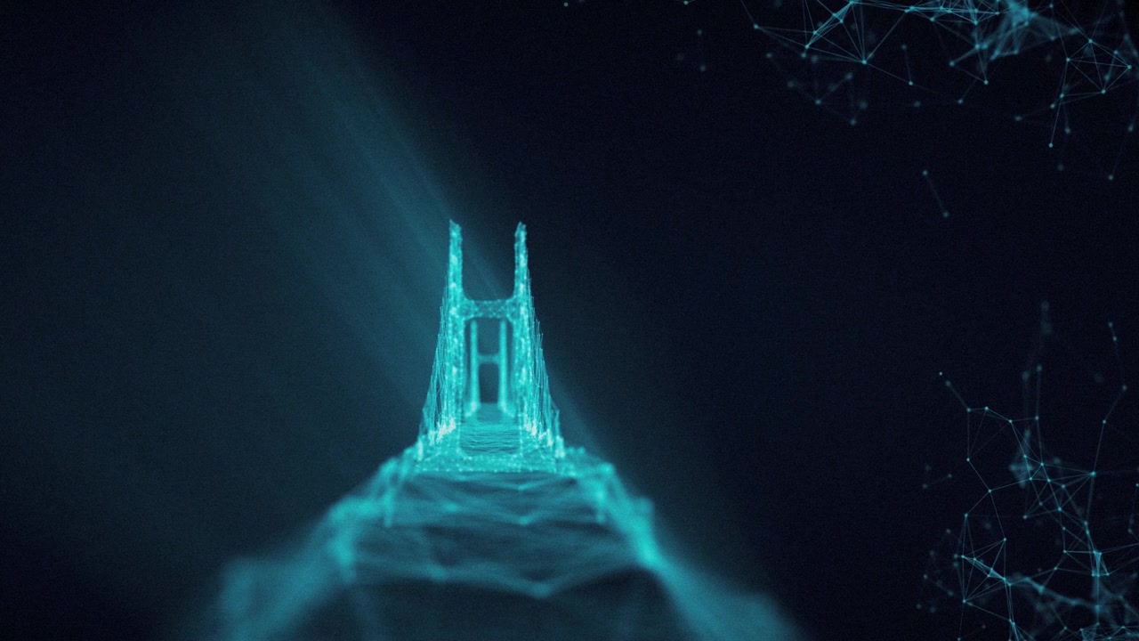 A futuristic depiction of the Golden Gate Bridge in San Francisco